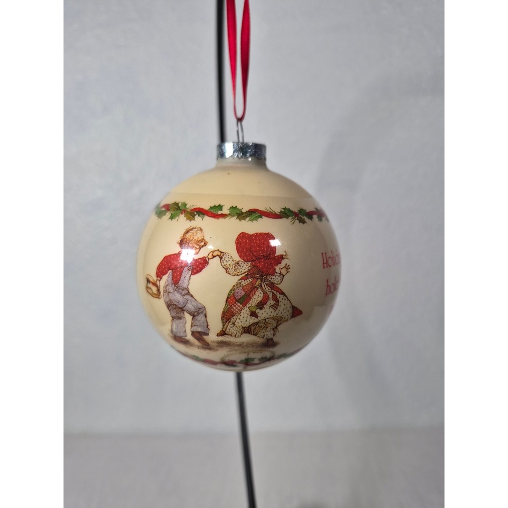 Vintage Holly Hobbie Christmas Ball Ornament Holiday Moments Memories Cream
